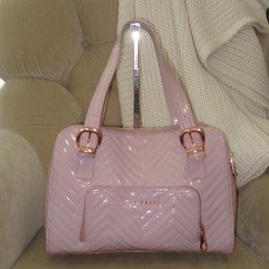 Auth. TED BAKER Kayler Blush Quilted Patent Leather Satchel Bag